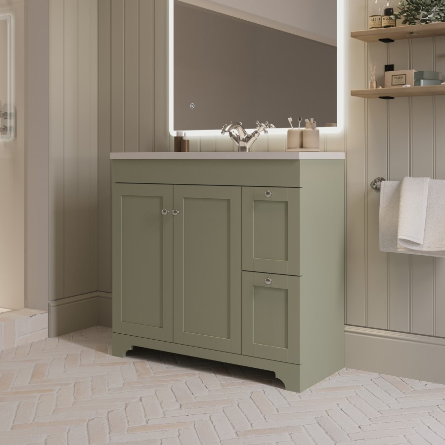 900mm Green Freestanding Vanity Unit with Basin - Baxenden