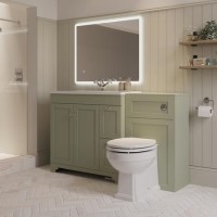 1400mm Green Toilet and Sink Unit with Traditional Toilet - Baxenden