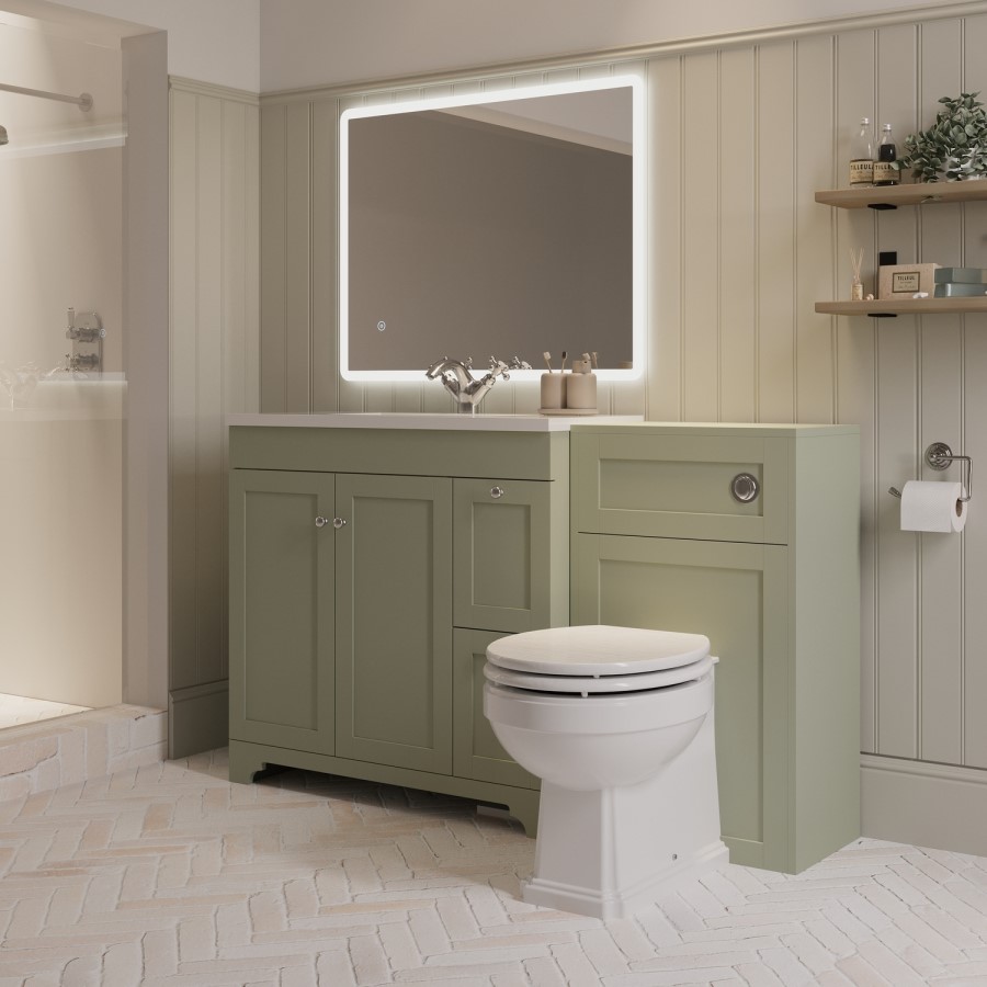 1400mm Green Toilet and Sink Unit with Traditional Toilet - Baxenden