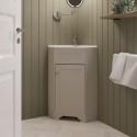BUN/BAXCRVUBG/97766 580mm Beige Corner Freestanding Cloakroom Vanity Unit with Basin - Baxenden
