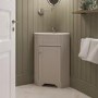 580mm Beige Corner Freestanding Cloakroom Vanity Unit with Basin - Baxenden