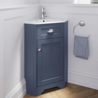 Grade A1 - 580mm Blue Corner Vanity Unit - Baxenden 