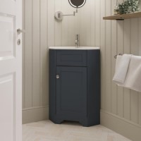 580mm Blue Corner Freestanding Cloakroom Vanity Unit with Basin - Baxenden