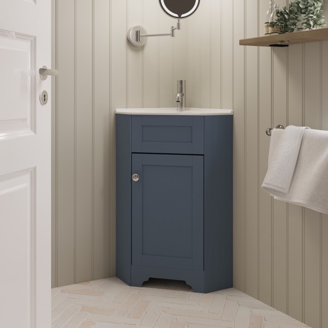 580mm Blue Corner Vanity Unit Baxenden Better Bathrooms