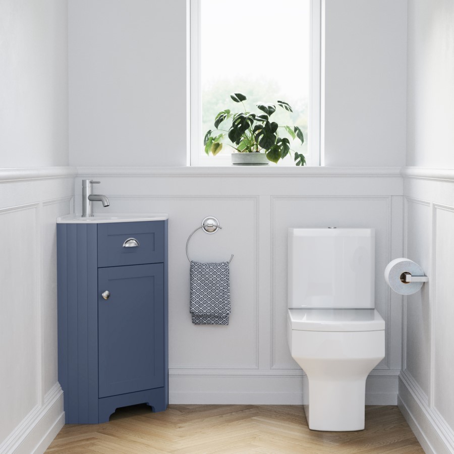 Grade A1 - 580mm Blue Corner Vanity Unit - Baxenden 