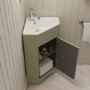 580mm Green Corner Freestanding Cloakroom Vanity Unit with Basin - Baxenden