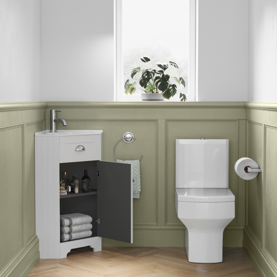 580mm White Corner Vanity Unit - Baxenden