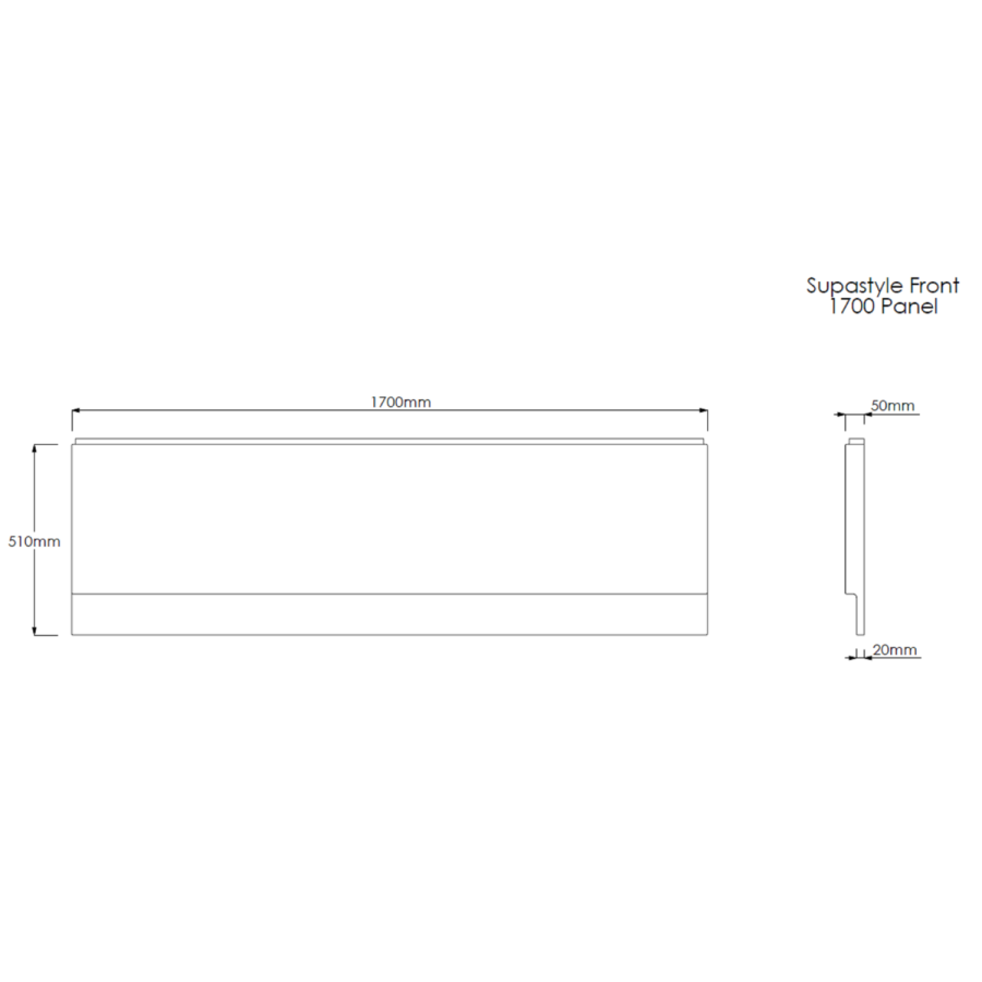 Single Ended Shower Bath with Front Panel & Brushed Brass Bath Screen 1700 x 750mm - Rutland