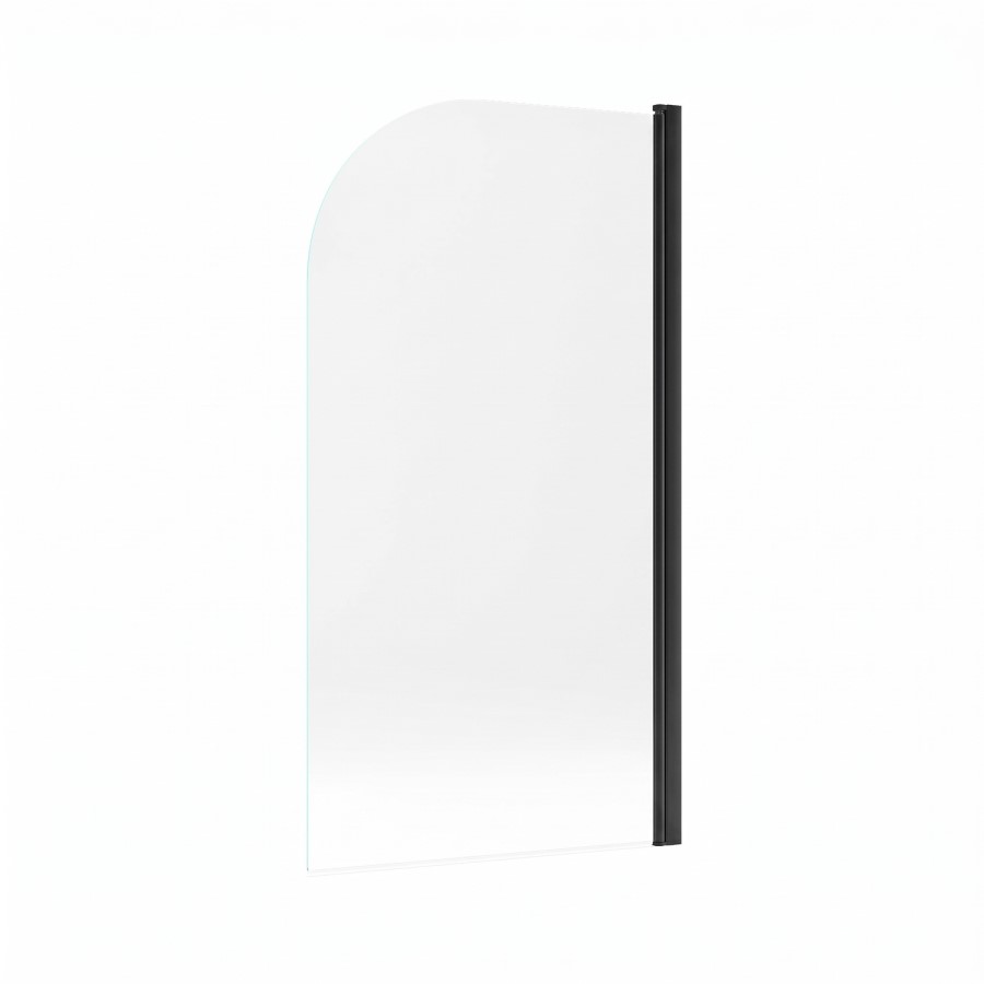 Single Ended Shower Bath with Front Panel & Black Bath Screen 1800 x 800mm - Rutland