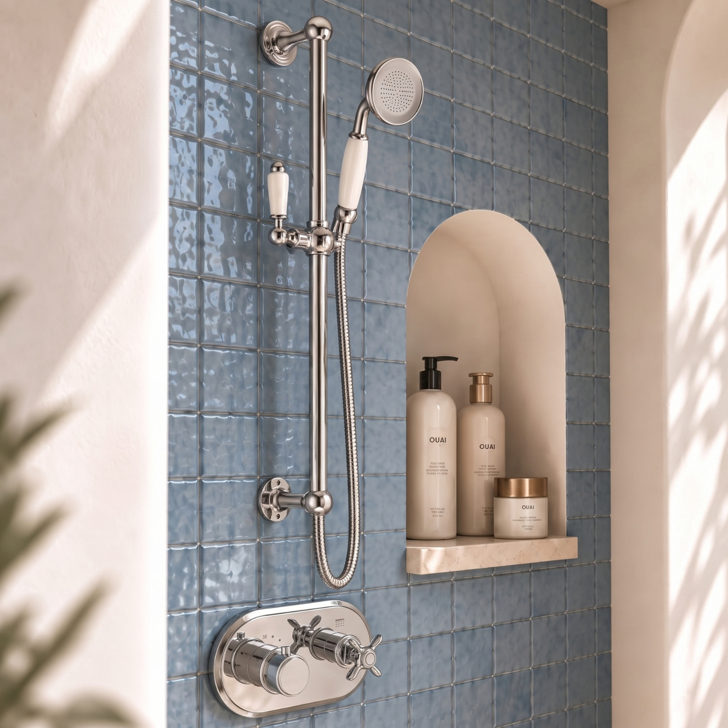 Camden Chrome 1 Outlet Thermostatic Mixer Shower Set With Slide Rail Kit
