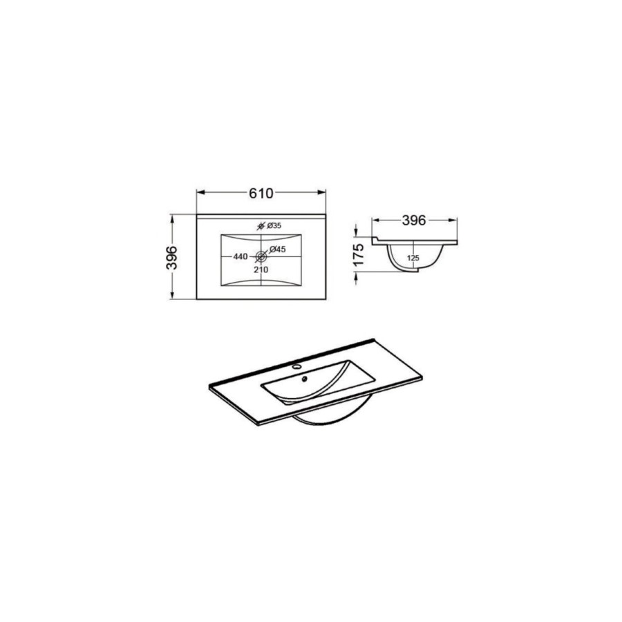 600mm White Freestanding Vanity Unit with Basin and Black Handles - Ashford