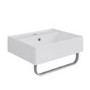 White Square Wall Hung Basin with Chrome Rack 497mm - Bowen