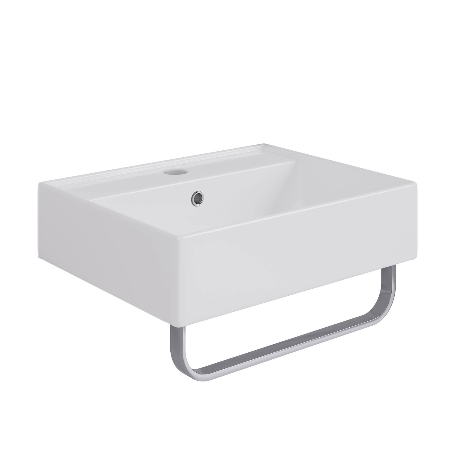 White Square Wall Hung Basin with Chrome Rack 497mm - Bowen - Better ...