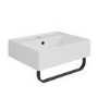 White Square Wall Hung Basin with Black Rack 497mm - Bowen