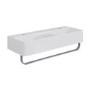 White Square Wall Hung Double Basin with Chrome Rack 800mm - Bowen