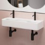 White Square Wall Hung Double Basin 800mm - Bowen