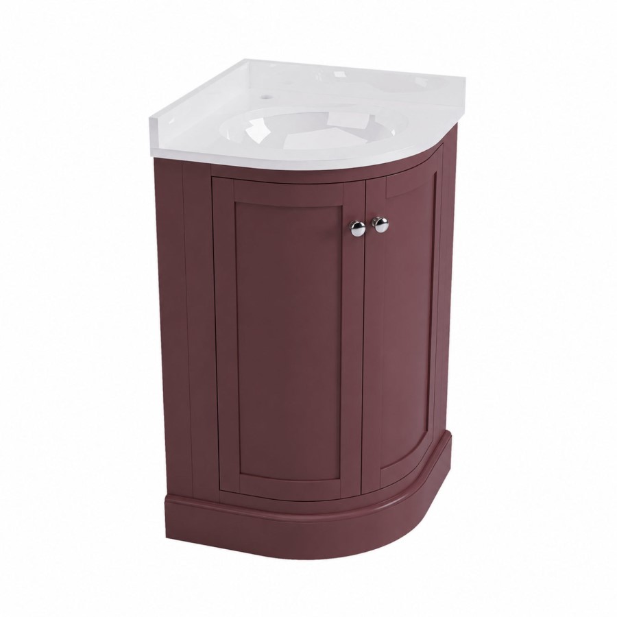 500mm Burgundy Curved Corner Freestanding Vanity Unit with Basin – Bowland