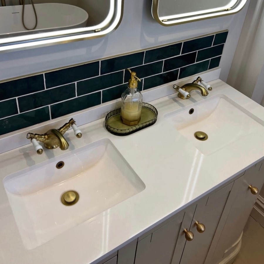 600mm Beige Curved Freestanding Vanity Unit with Basin - Bowland