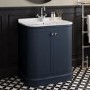 800mm Blue Curved Freestanding Vanity Unit with Basin - Bowland