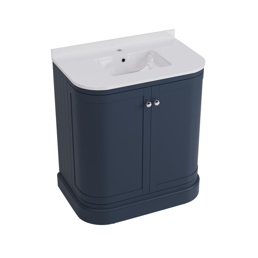 800mm Blue Curved Freestanding Vanity Unit with Basin - Bowland
