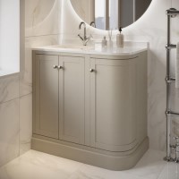 900mm Beige Left Hand Curved Corner Freestanding Vanity Unit with Basin - Bowland 900mm Beige Left Hand Curved Corner Freestanding Vanity Unit with Basin - Bowland