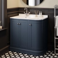 900mm Blue Left Hand Curved Corner Freestanding Vanity Unit with Basin – Bowland 900mm Blue Left Hand Curved Corner Freestanding Vanity Unit with Basin – Bowland