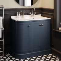 900mm Blue Right Hand Curved Corner Freestanding Vanity Unit with Basin - Bowland 900mm Blue Right Hand Curved Corner Freestanding Vanity Unit with Basin - Bowland