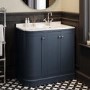 900mm Blue Right Hand Curved Corner Freestanding Vanity Unit with Basin - Bowland