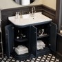 900mm Blue Right Hand Curved Corner Freestanding Vanity Unit with Basin - Bowland