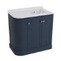 900mm Blue Right Hand Curved Corner Freestanding Vanity Unit with Basin - Bowland