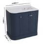 900mm Blue Right Hand Curved Corner Freestanding Vanity Unit with Basin - Bowland