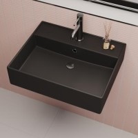 Matt Black Square Wall Hung Basin 497mm - Bowen Matt Black Square Wall Hung Basin 497mm - Bowen
