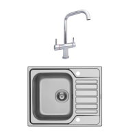 Taylor & Moore Single Bowlk Stainless Steel Kitchen Sink & Twin Lever Mixer Tap