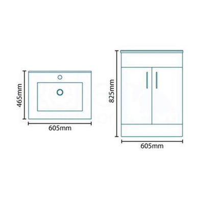 600mm Floorstanding Vanity Unit with Basin - Aspen