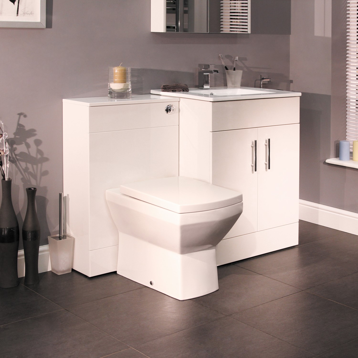 Toilet & Basin Combination Unit with Tabor Toilet 2 Door White Aspen Range Better Bathrooms