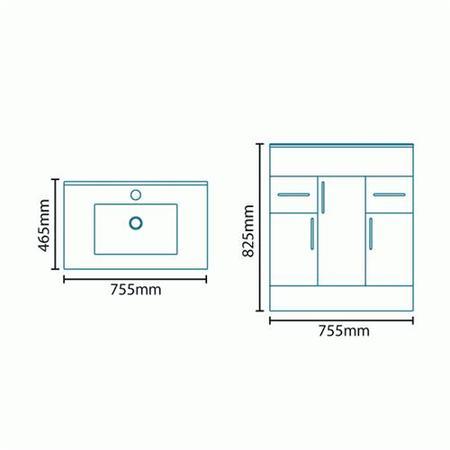 Aspen 75cm Vanity Unit with Cube Tap