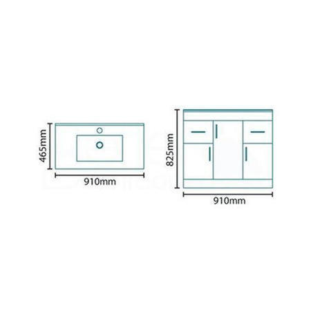 900mm Floorstanding Drawer & Door Vanity Basin Unit White - Aspen