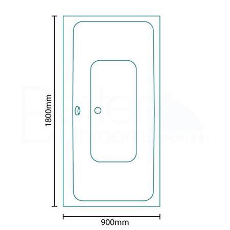 Double Ended Hydrotherapy Bath - Single Bath Screen - L1800 x W900mm - Turin