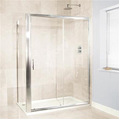 Sliding Door Enclosure 1100 x 700mm with Shower Tray - 6mm Glass - Aquafloe Range