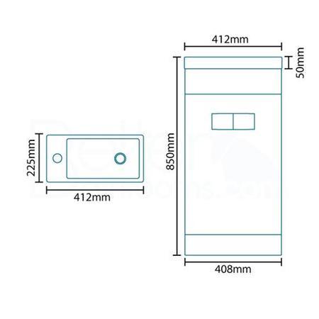 Aspen Compact White 410 Floor Mounted Vanity Unit