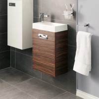 Aspen Compact Walnut 410 Wall Mounted Vanity Unit
