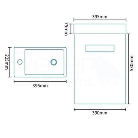 Aspen Compact Walnut 410 Wall Mounted Vanity Unit