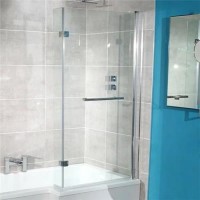 Tabor 1700 Shower Bath 46 Bathroom Suite-L Shaped Hinged Bath Shower Screen With Towel Rail-Right Handed Bath