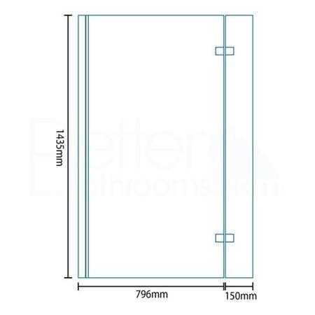 Tabor 1700 Shower Bath 46 Bathroom Suite-L Shaped Hinged Bath Shower Screen With Towel Rail-Right Handed Bath