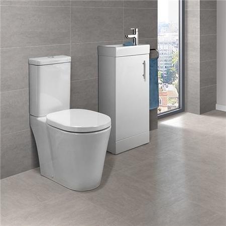 Ashford Cloakroom 400 White Vanity Unit with Ravenna Short Projection Toilet & Seat