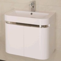 600mm Wall Hung Vanity Basin Unit - White Double Door - Murcia Range