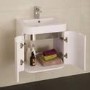 600mm Wall Hung Vanity Basin Unit - White Double Door - Murcia Range