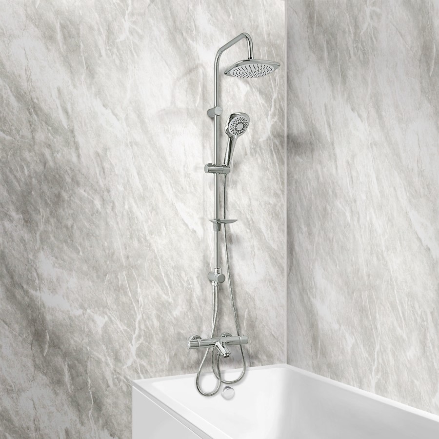 Peru Deluxe Wall Mounted Bath Shower Mixer with Vision Riser Rail Kit