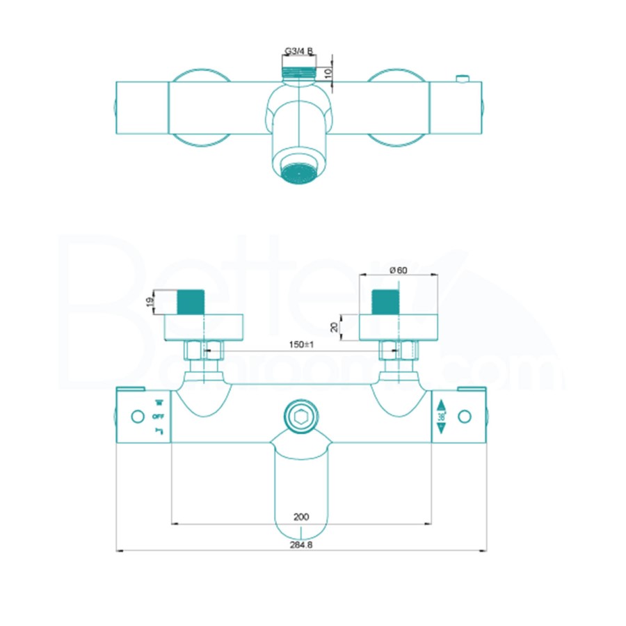 Peru Deck Mounted Bath Shower Mixer - No Rail Kit 