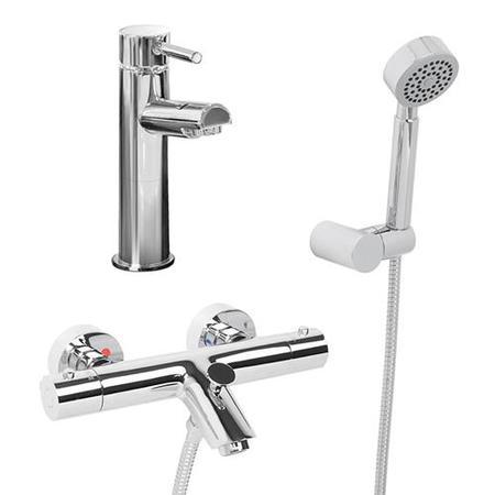 Peru Wall Mounted Bath Shower Mixer Circo Handset and Peru Basin Mixer